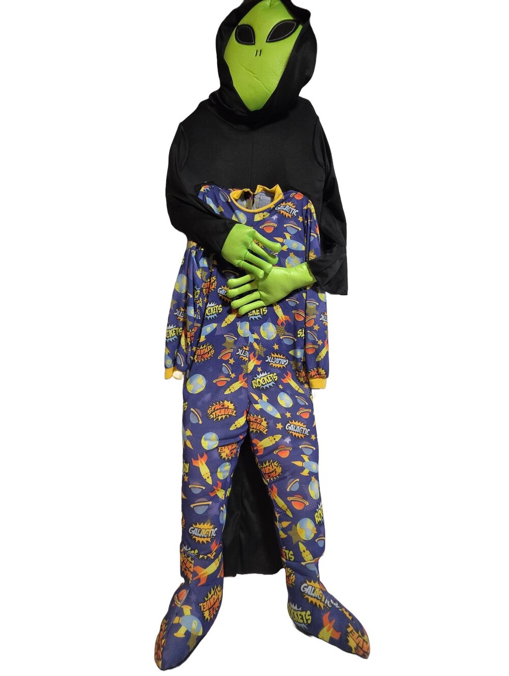 Kids Alien Space PajamaCostume - Green & Black
